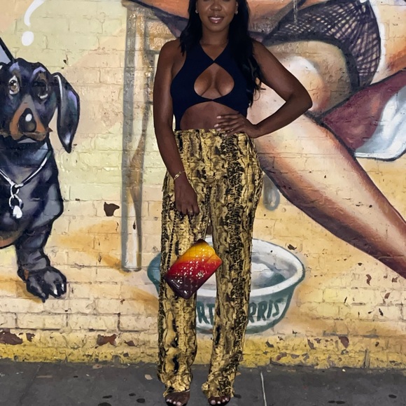 Python Print Lace-Up Pants - Picture 4 of 4